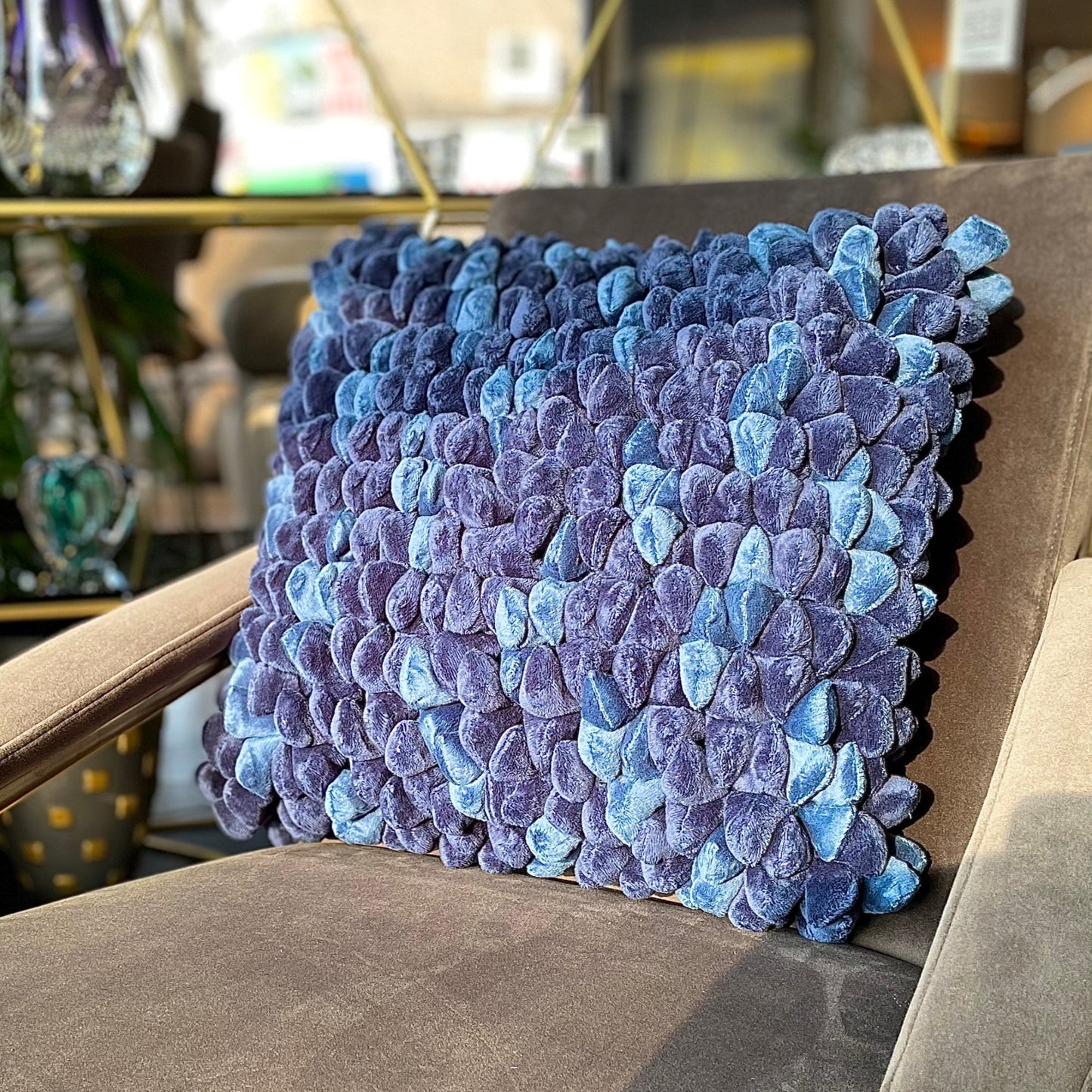 navy blue ombre textured decorative throw cushion