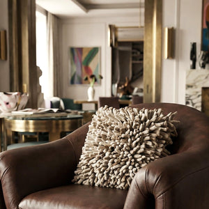 Spiky Taupe Cushion on Armchair