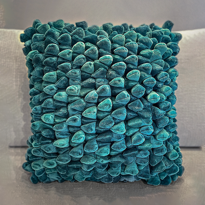 dark teal velvet textured decorative cushion